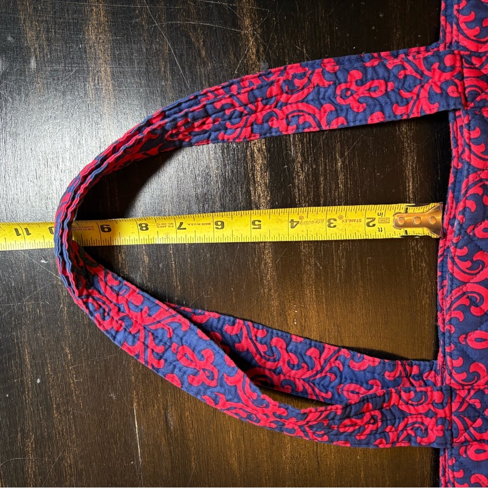 ~Quilted Koala~Large Blue & Red Damesk Quilted Double Strap Tote - Picture 9 of 9